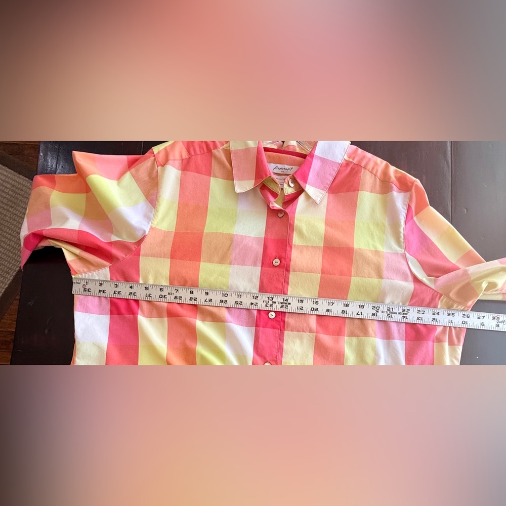 Foxcroft Wrinkle-Free Plaid Button
Down Blouse Sz 18W Bright Pink Orange
Yellow - Picture 8 of 10